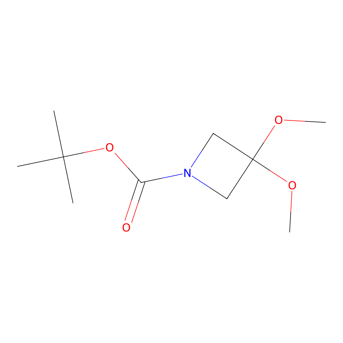 Tert-butyl 3,3-dimethoxyazetidine-1-carboxylate molecular structure, CAS 2451591-34-5