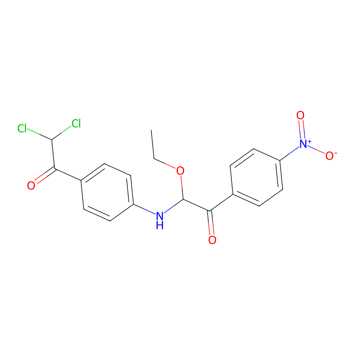 N,p-Dichloroacetylanilinoethoxy-4-nitrophenylglyoxal diacetal molecular structure, CAS 24518-45-4