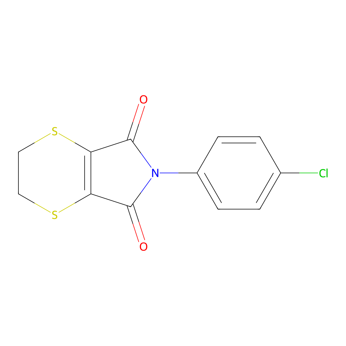 p-Dithiin-2,3-dicarboximide, 5,6-dihydro-N-(p-chlorophenyl)- molecular structure, CAS 24519-33-3