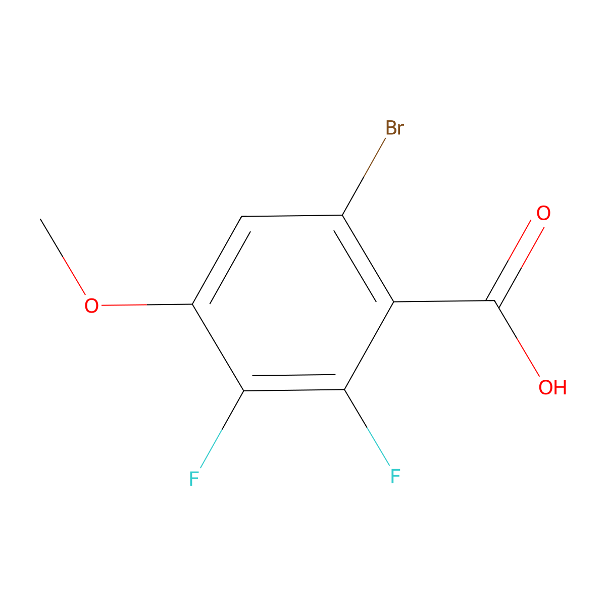 6-Bromo-2,3-difluoro-4-methoxybenzoic acid molecular structure, CAS 2451903-86-7