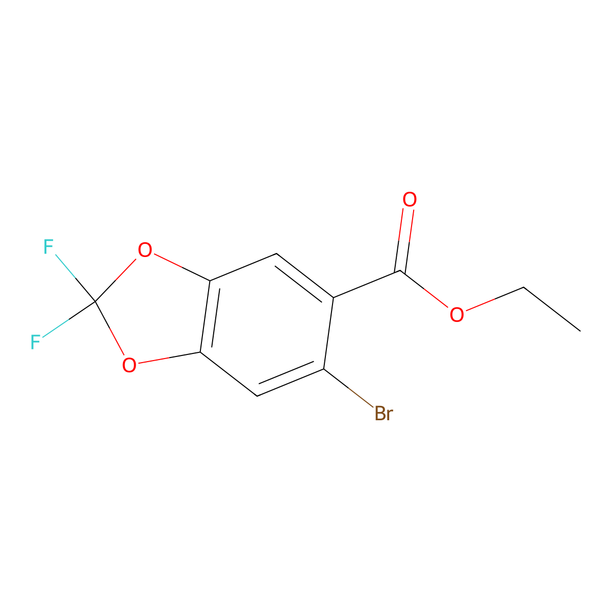 Ethyl 6-bromo-2,2-difluorobenzo[d][1,3]dioxole-5-carboxylate molecular structure, CAS 2451905-07-8