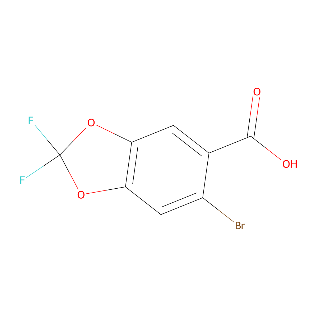 6-Bromo-2,2-difluorobenzo[d][1,3]dioxole-5-carboxylic acid molecular structure, CAS 2451905-09-0
