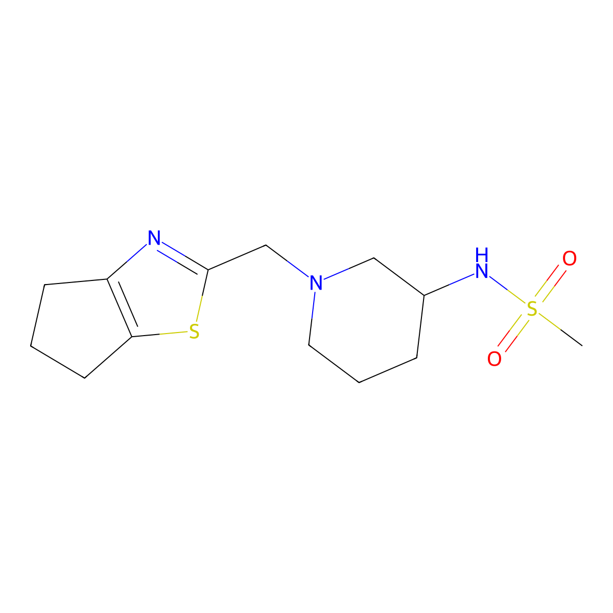 N-[1-({4H,5H,6H-cyclopenta[d][1,3]thiazol-2-yl}methyl)piperidin-3-yl]methanesulfonamide molecular structure, CAS 2451941-77-6