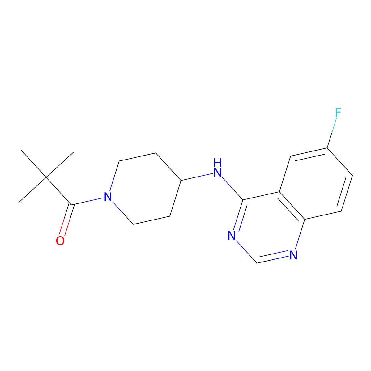 1-{4-[(6-Fluoroquinazolin-4-yl)amino]piperidin-1-yl}-2,2-dimethylpropan-1-one molecular structure, CAS 2451973-15-0