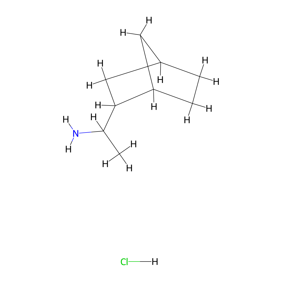 1-{Bicyclo[2.2.1]heptan-2-yl}ethan-1-amine hydrochloride molecular structure, CAS 24520-59-0