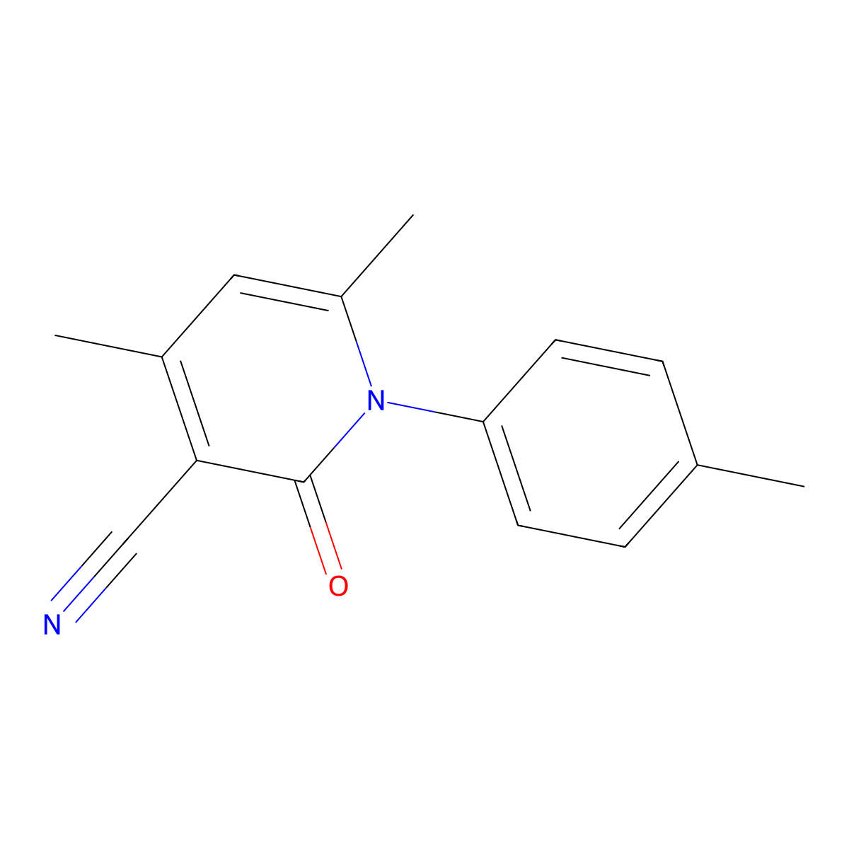 1,2-Dihydro-4,6-dimethyl-1-(4-methylphenyl)-2-oxo-3-pyridinecarbonitrile molecular structure, CAS 24522-51-8
