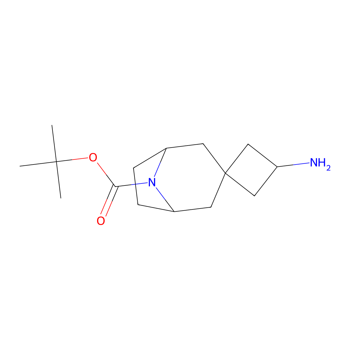 Tert-butyl 3'-aminospiro[8-azabicyclo[3.2.1]octane-3,1'-cyclobutane]-8-carboxylate molecular structure, CAS 2452221-83-7