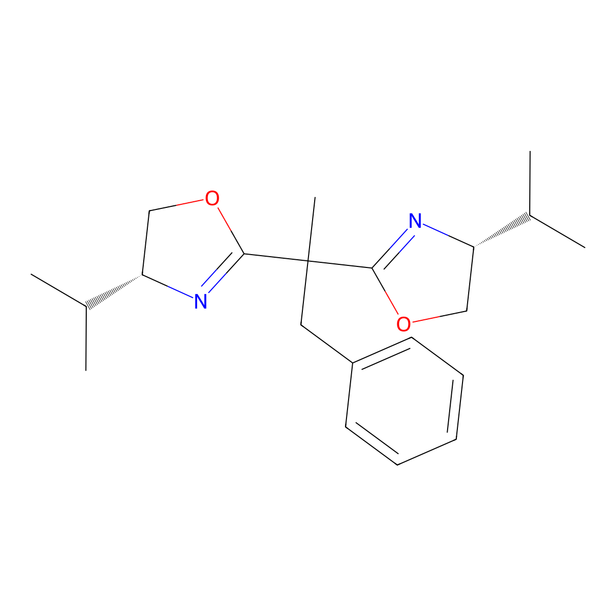 (4R,4'R)-2,2'-(1-Phenylpropane-2,2-diyl)bis(4-isopropyl-4,5-dihydrooxazole) molecular structure, CAS 2452222-13-6