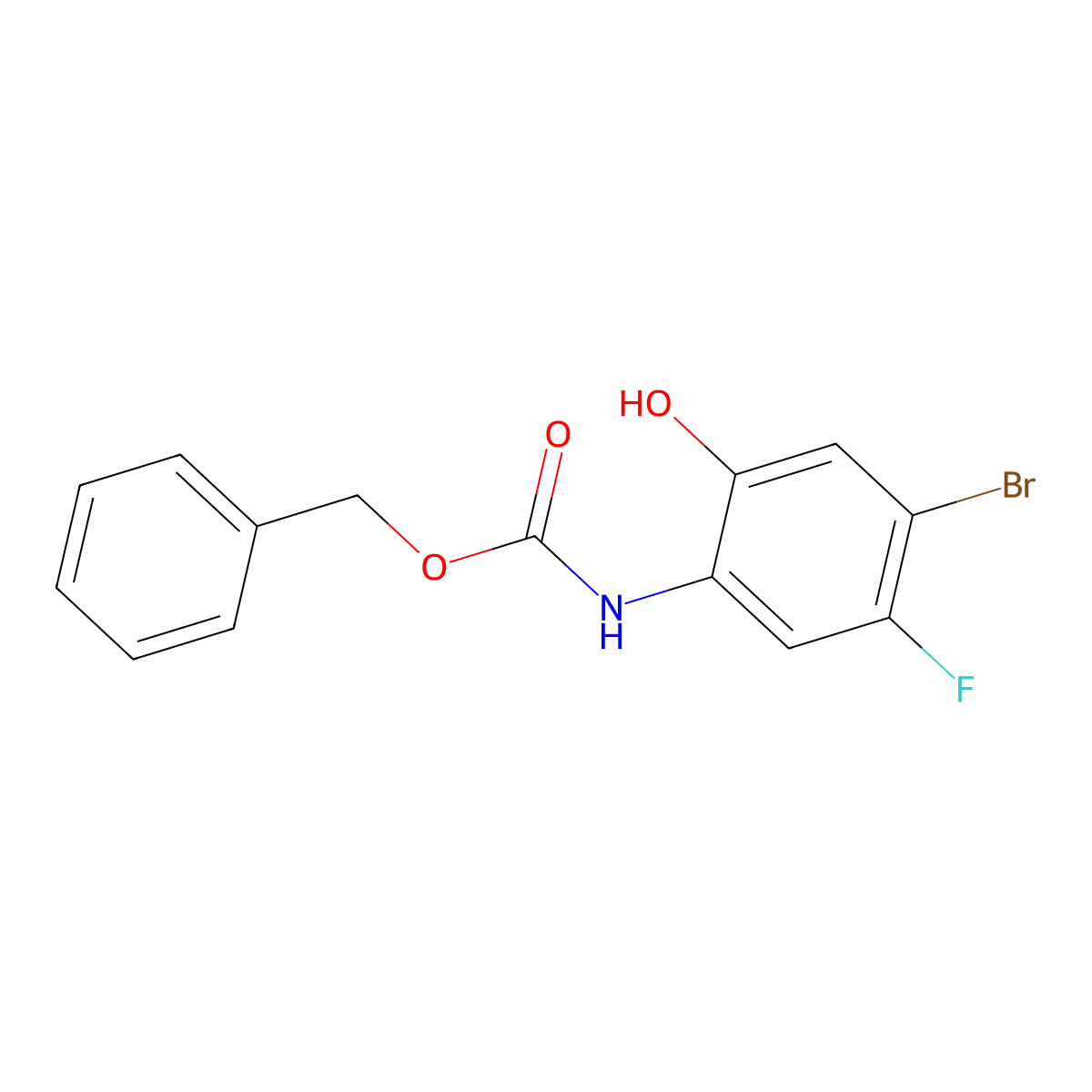 benzyl N-(4-bromo-5-fluoro-2-hydroxyphenyl)carbamate molecular structure, CAS 2452291-50-6