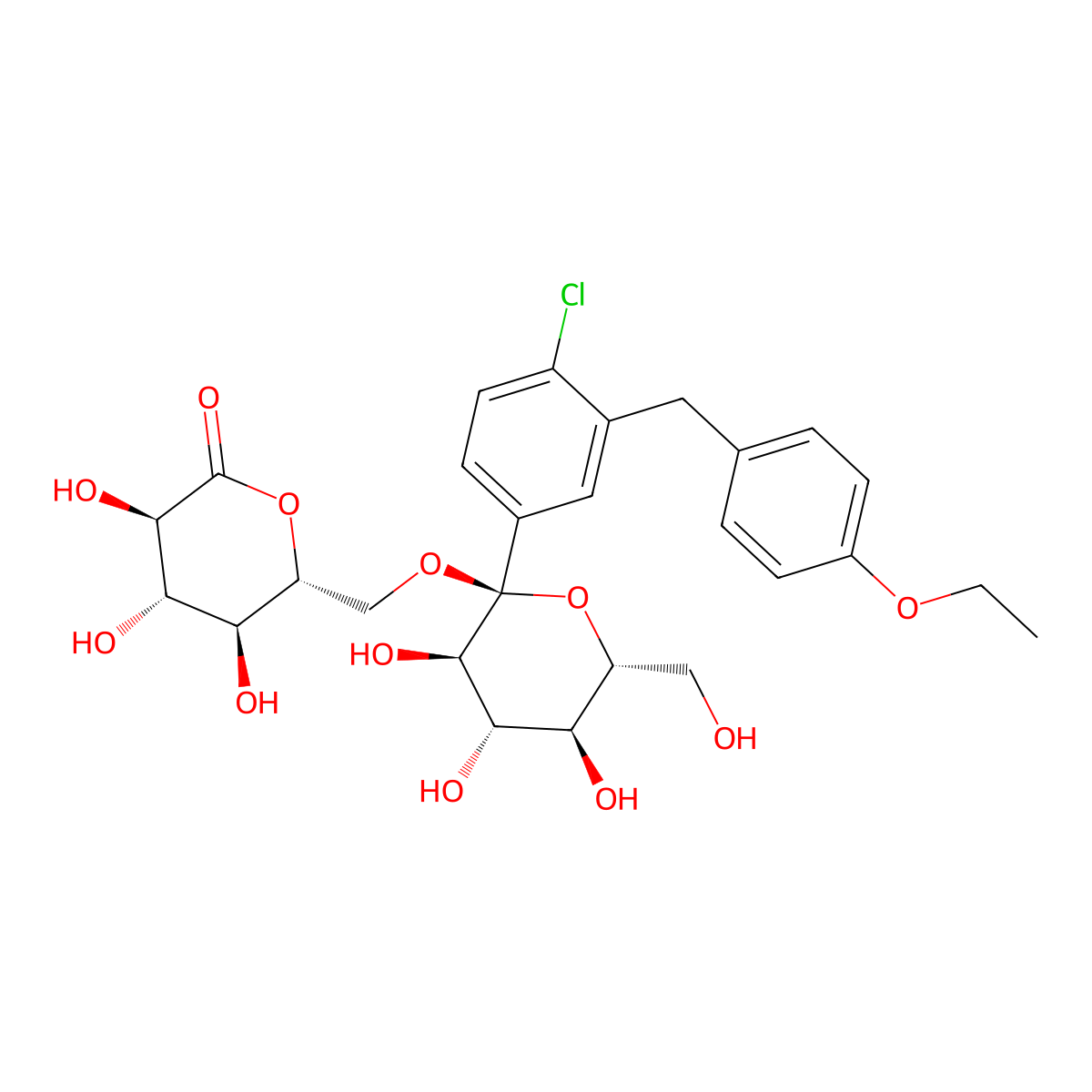 (3R,4S,5S,6R)-6-((((2S,3R,4S,5S,6R)-2-(4-Chloro-3-(4-ethoxybenzyl)phenyl)-3,4,5-trihydroxy-6-(hydroxymethyl)tetrahydro-2H-pyran-2-yl)oxy)methyl)-3,4,5-trihydroxytetrahydro-2H-pyran-2-one molecular structure, CAS 2452300-92-2