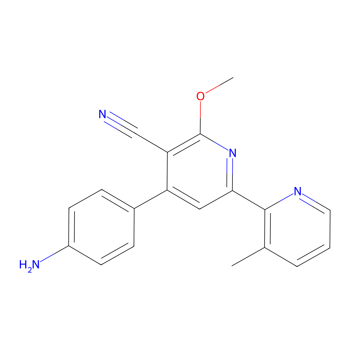 4-(4-Aminophenyl)-2-methoxy-6-(3-methyl-2-pyridinyl)pyridine-3-carbonitrile molecular structure, CAS 2452401-65-7