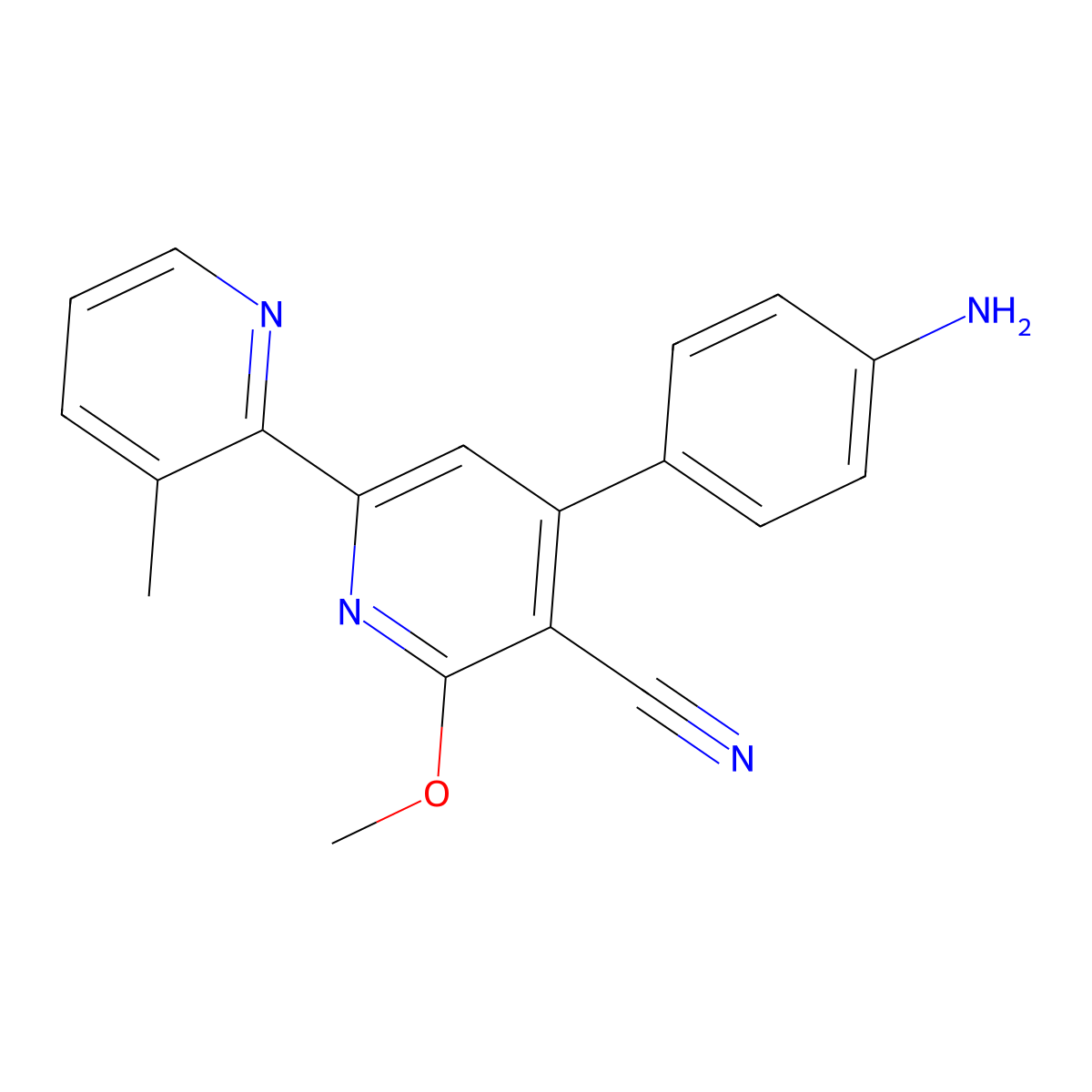 4-(4-Aminophenyl)-2-methoxy-6-(3-methyl-2-pyridinyl)pyridine-3-carbonitrile molecular structure, CAS 2452401-65-7
