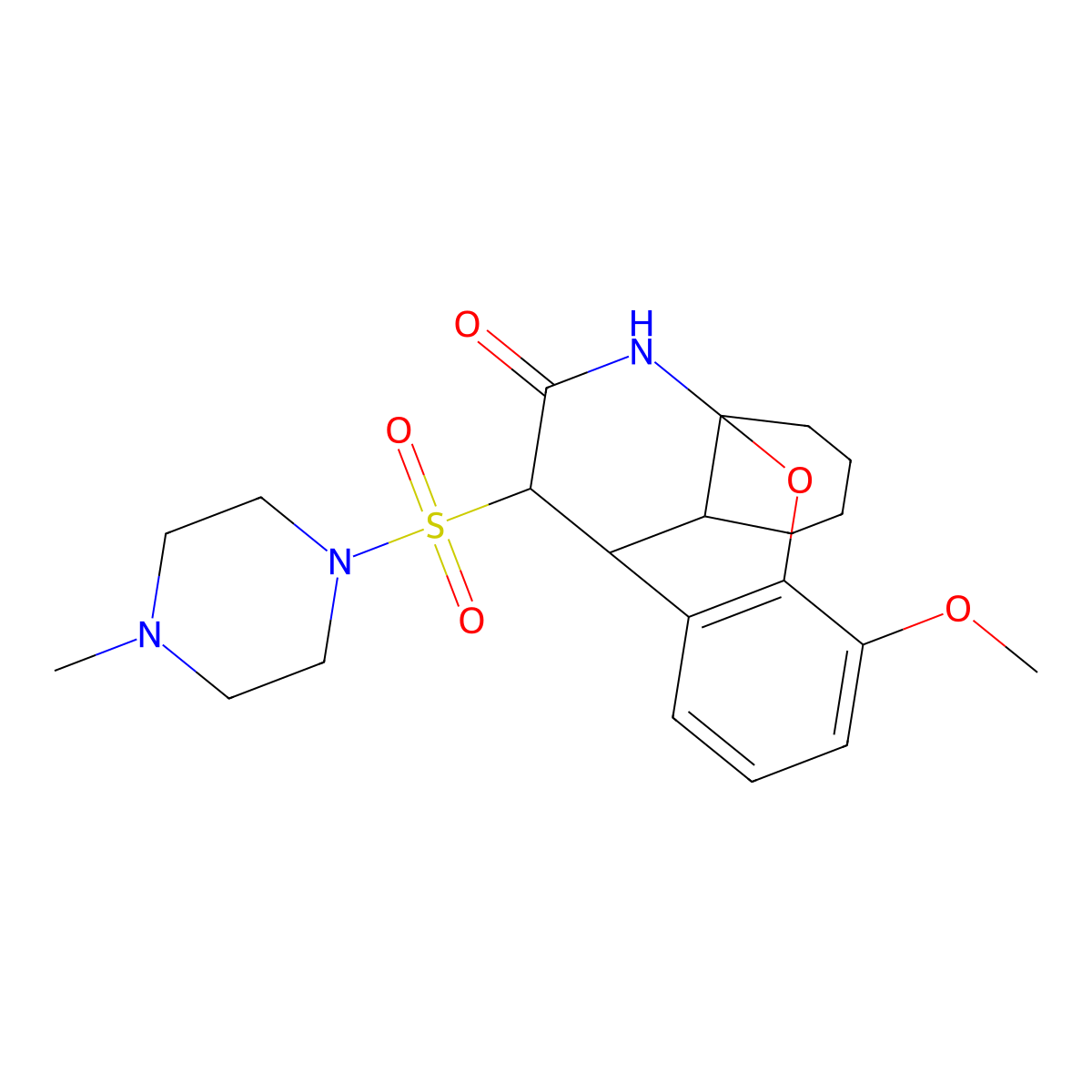 (1R,9R,17R)-4-methoxy-17-[(4-methylpiperazin-1-yl)sulfonyl]-2-oxa-15-azatetracyclo[7.5.3.0^{1,10}.0^{3,8}]heptadeca-3,5,7-trien-16-one molecular structure, CAS 2452414-67-2