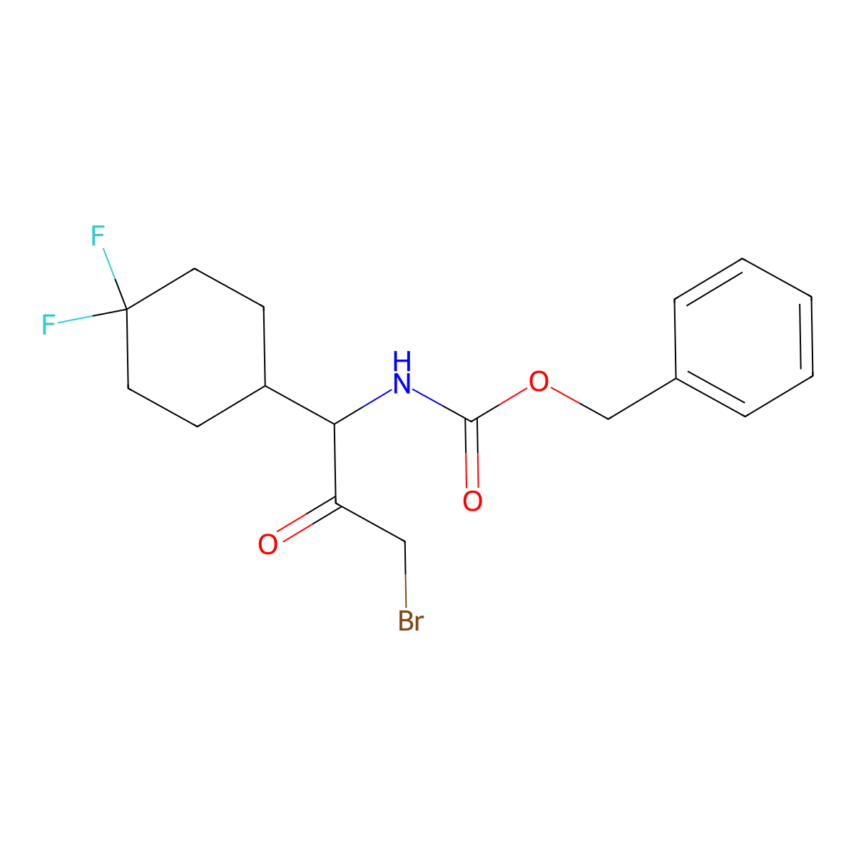 Benzyl (S)-(3-bromo-1-(4,4-difluorocyclohexyl)-2-oxopropyl)carbamate molecular structure, CAS 2452464-80-9