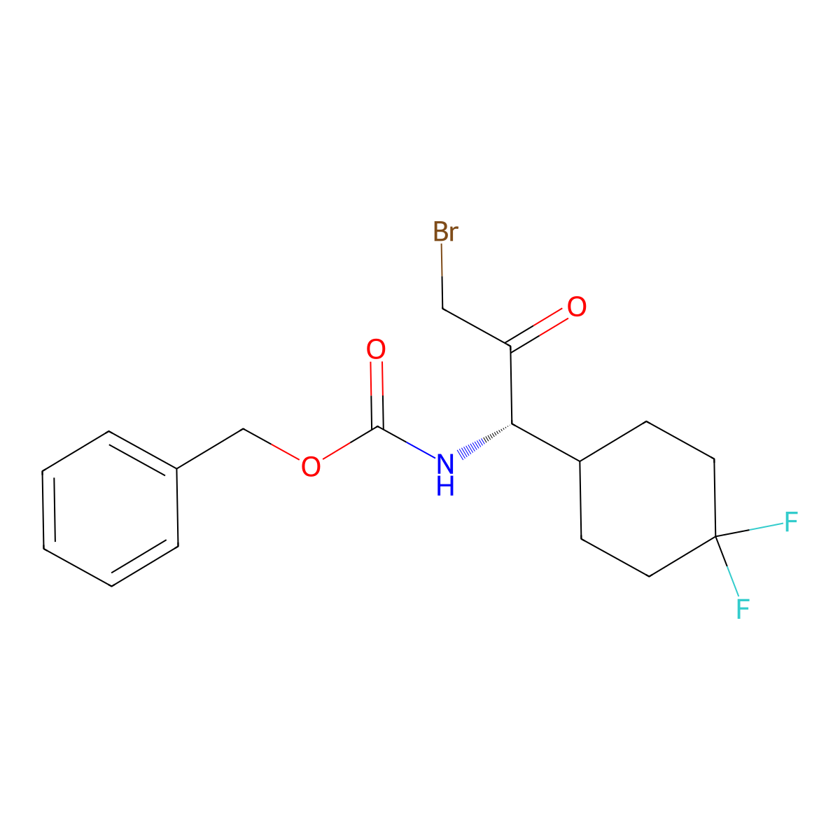 Benzyl (S)-(3-bromo-1-(4,4-difluorocyclohexyl)-2-oxopropyl)carbamate molecular structure, CAS 2452464-80-9