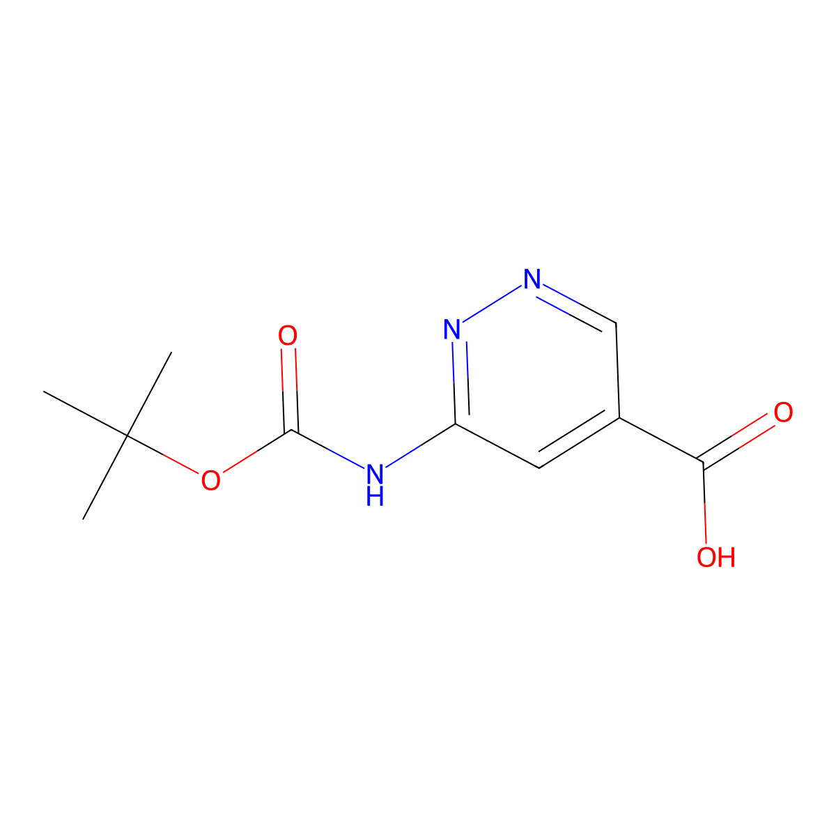 6-((Tert-butoxycarbonyl)amino)pyridazine-4-carboxylic acid molecular structure, CAS 2452465-21-1