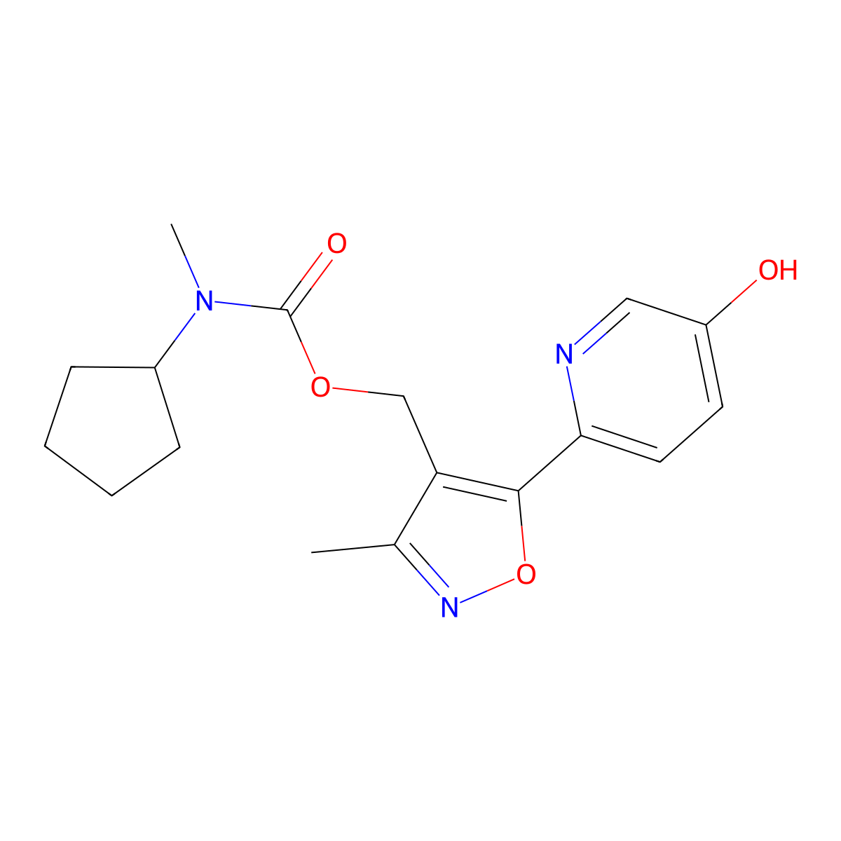 [5-(5-hydroxypyridin-2-yl)-3-methyl-1,2-oxazol-4-yl]methyl N-cyclopentyl-N-methylcarbamate molecular structure, CAS 2452518-00-0