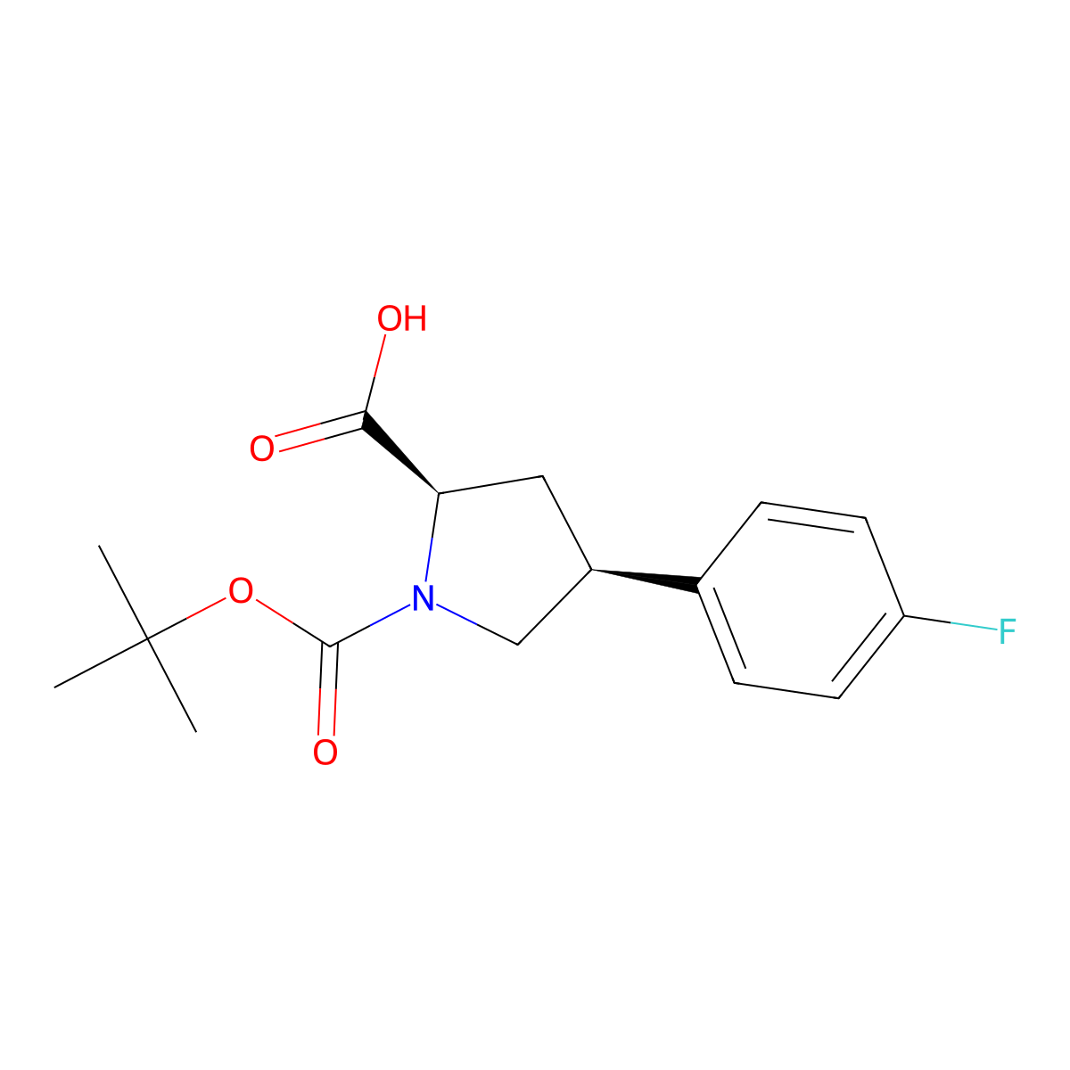 (2R,4S)-1-(tert-butoxycarbonyl)-4-(4-fluorophenyl)pyrrolidine-2-carboxylic acid molecular structure, CAS 2453296-54-1