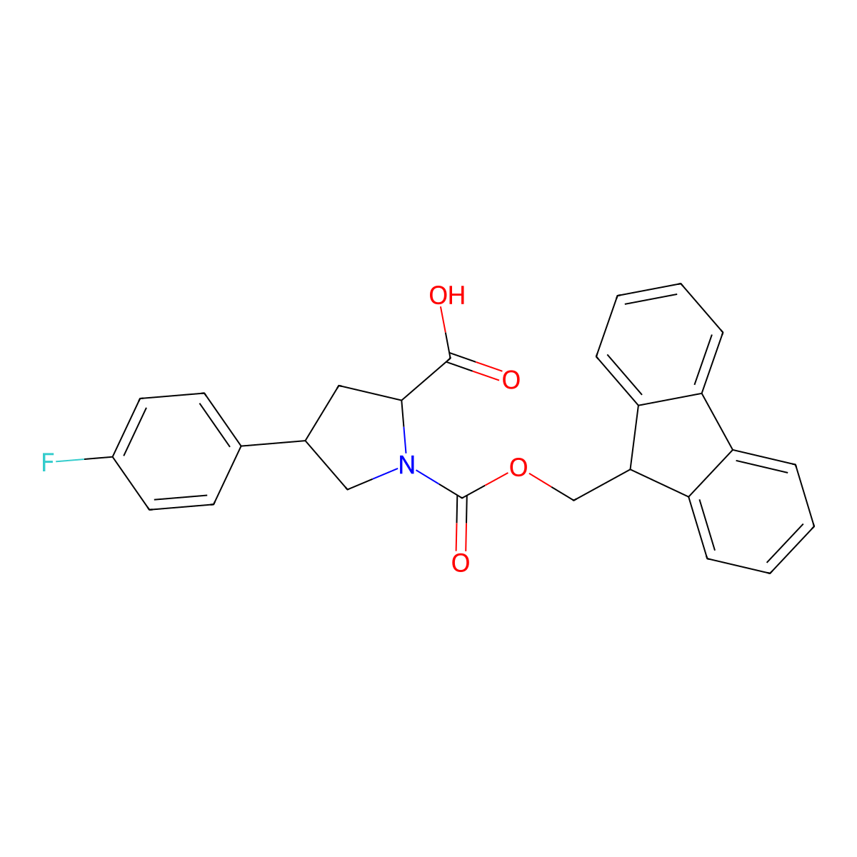(2R,4S)-1-(((9H-fluoren-9-yl)methoxy)carbonyl)-4-(4-fluorophenyl)pyrrolidine-2-carboxylic acid molecular structure, CAS 2453296-55-2