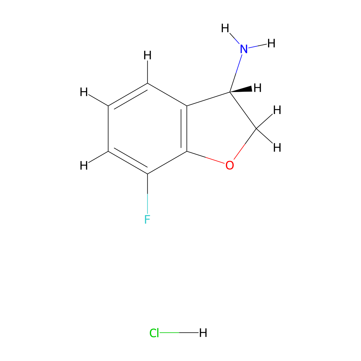 (S)-7-Fluoro-2,3-dihydrobenzofuran-3-amine hydrochloride molecular structure, CAS 2453296-92-7