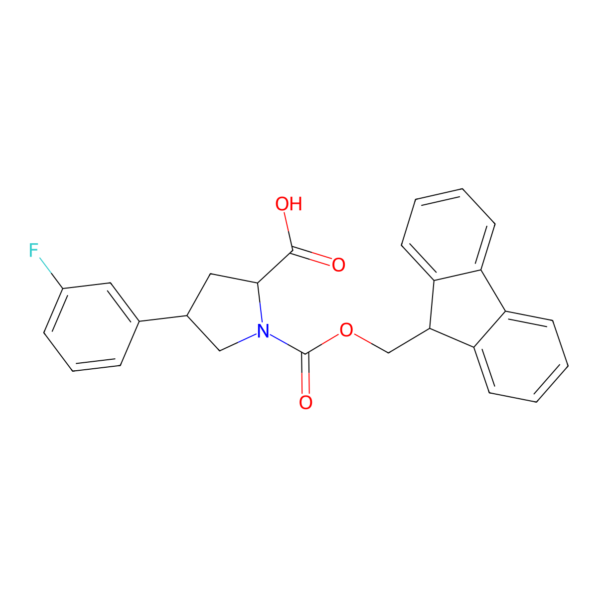 (2S,4R)-1-(((9H-fluoren-9-yl)methoxy)carbonyl)-4-(3-fluorophenyl)pyrrolidine-2-carboxylic acid molecular structure, CAS 2453296-99-4
