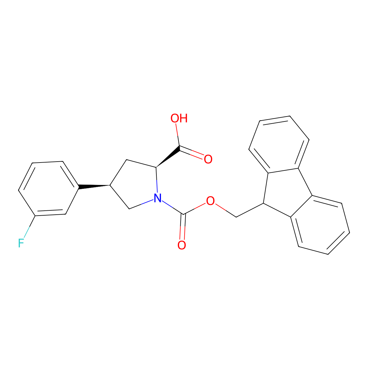 (2S,4R)-1-(((9H-fluoren-9-yl)methoxy)carbonyl)-4-(3-fluorophenyl)pyrrolidine-2-carboxylic acid molecular structure, CAS 2453296-99-4