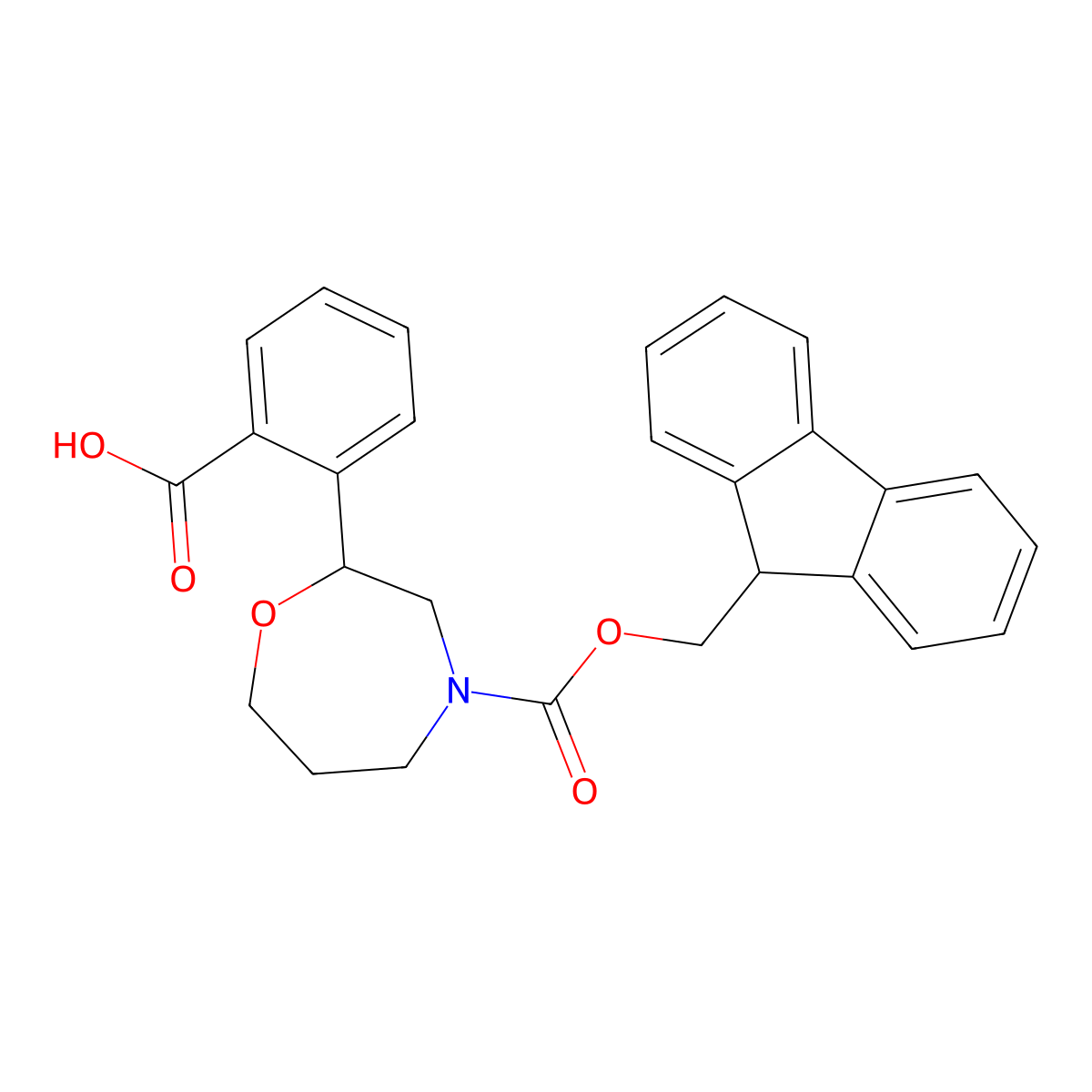 (R)-2-(4-(((9H-fluoren-9-yl)methoxy)carbonyl)-1,4-oxazepan-2-yl)benzoic acid molecular structure, CAS 2453297-01-1