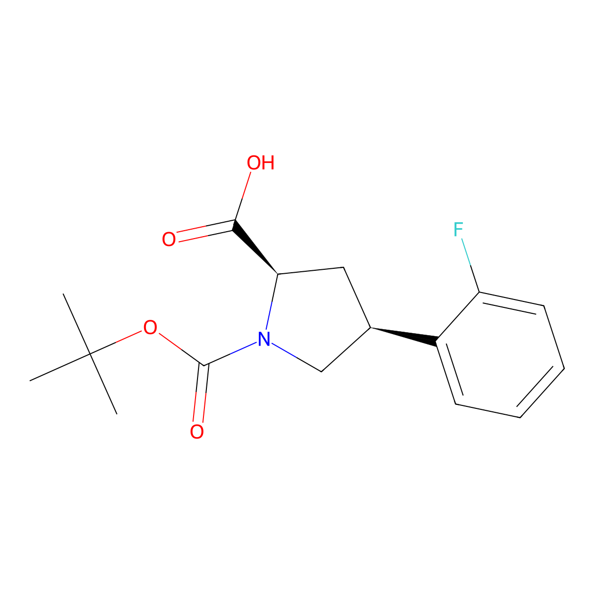 (2R,4S)-1-(tert-butoxycarbonyl)-4-(2-fluorophenyl)pyrrolidine-2-carboxylic acid molecular structure, CAS 2453297-03-3