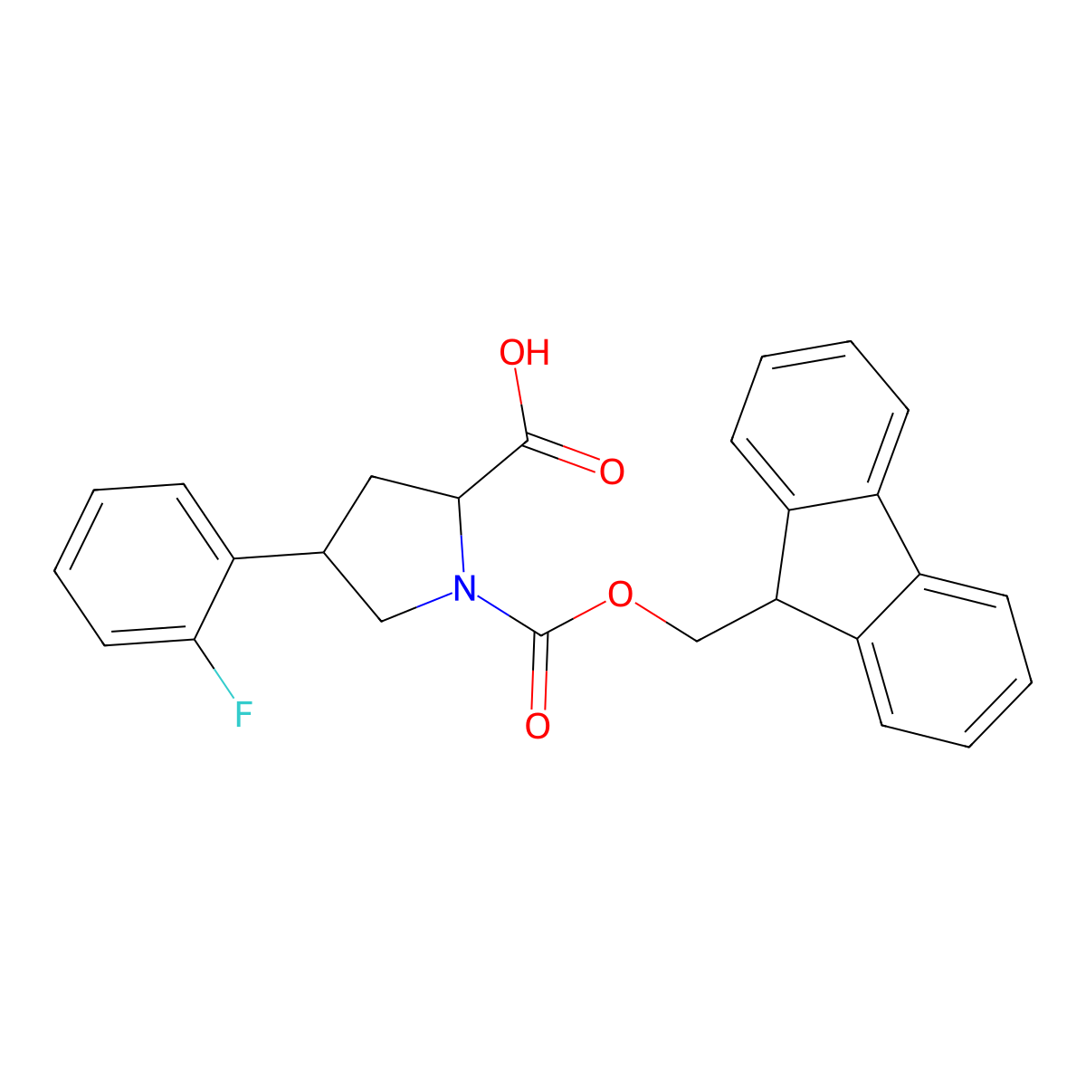 (2S,4R)-1-(((9H-fluoren-9-yl)methoxy)carbonyl)-4-(2-fluorophenyl)pyrrolidine-2-carboxylic acid molecular structure, CAS 2453297-05-5