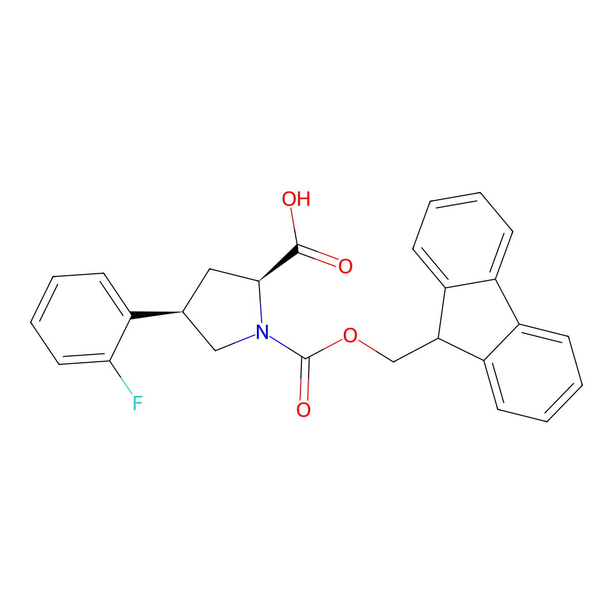(2S,4R)-1-(((9H-fluoren-9-yl)methoxy)carbonyl)-4-(2-fluorophenyl)pyrrolidine-2-carboxylic acid molecular structure, CAS 2453297-05-5