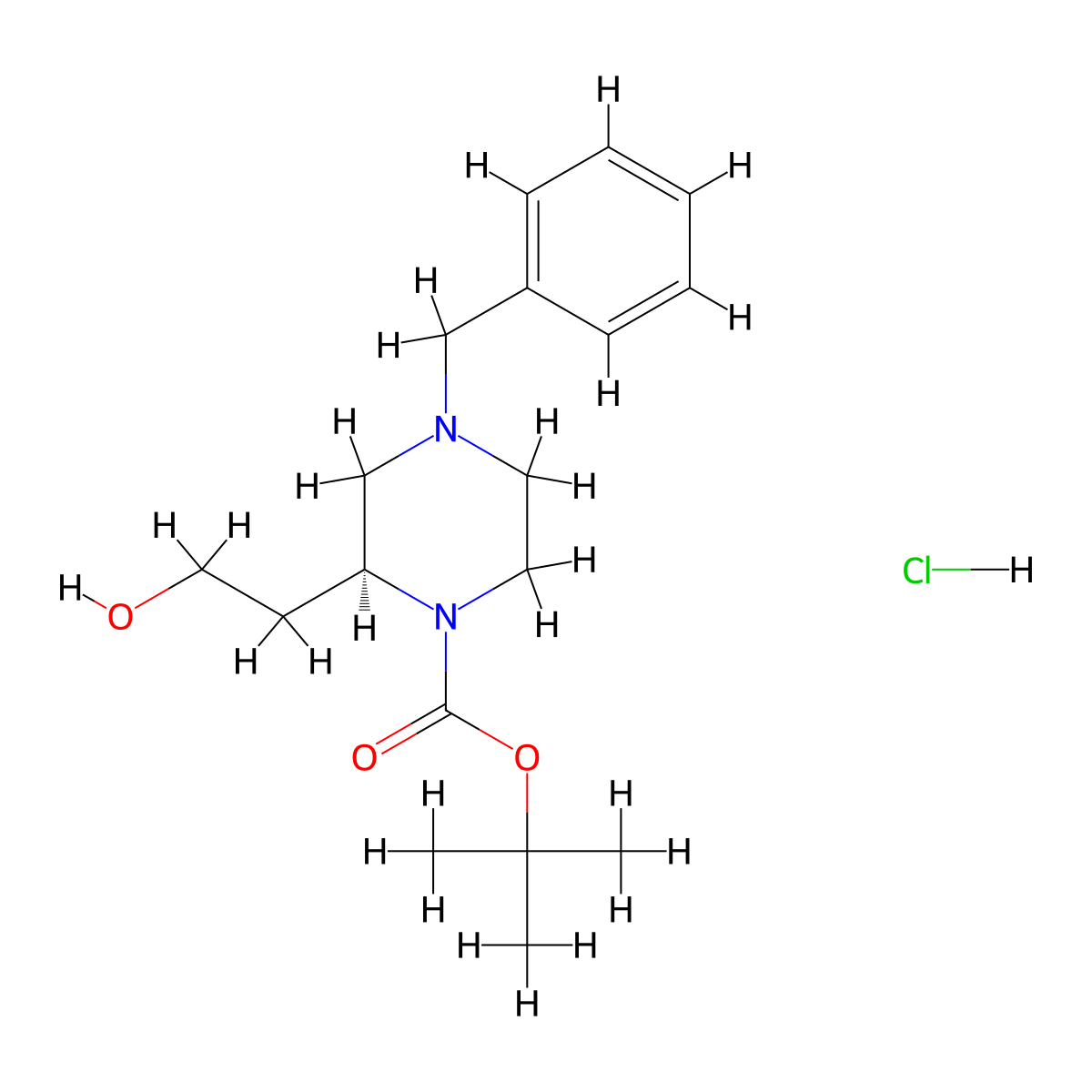 tert-Butyl (S)-4-benzyl-2-(2-hydroxyethyl)piperazine-1-carboxylate hydrochloride molecular structure, CAS 2453297-16-8