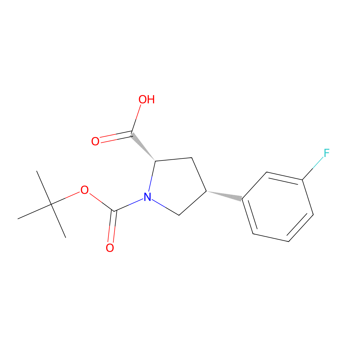 (2S,4R)-1-(tert-butoxycarbonyl)-4-(3-fluorophenyl)pyrrolidine-2-carboxylic acid molecular structure, CAS 2453297-19-1