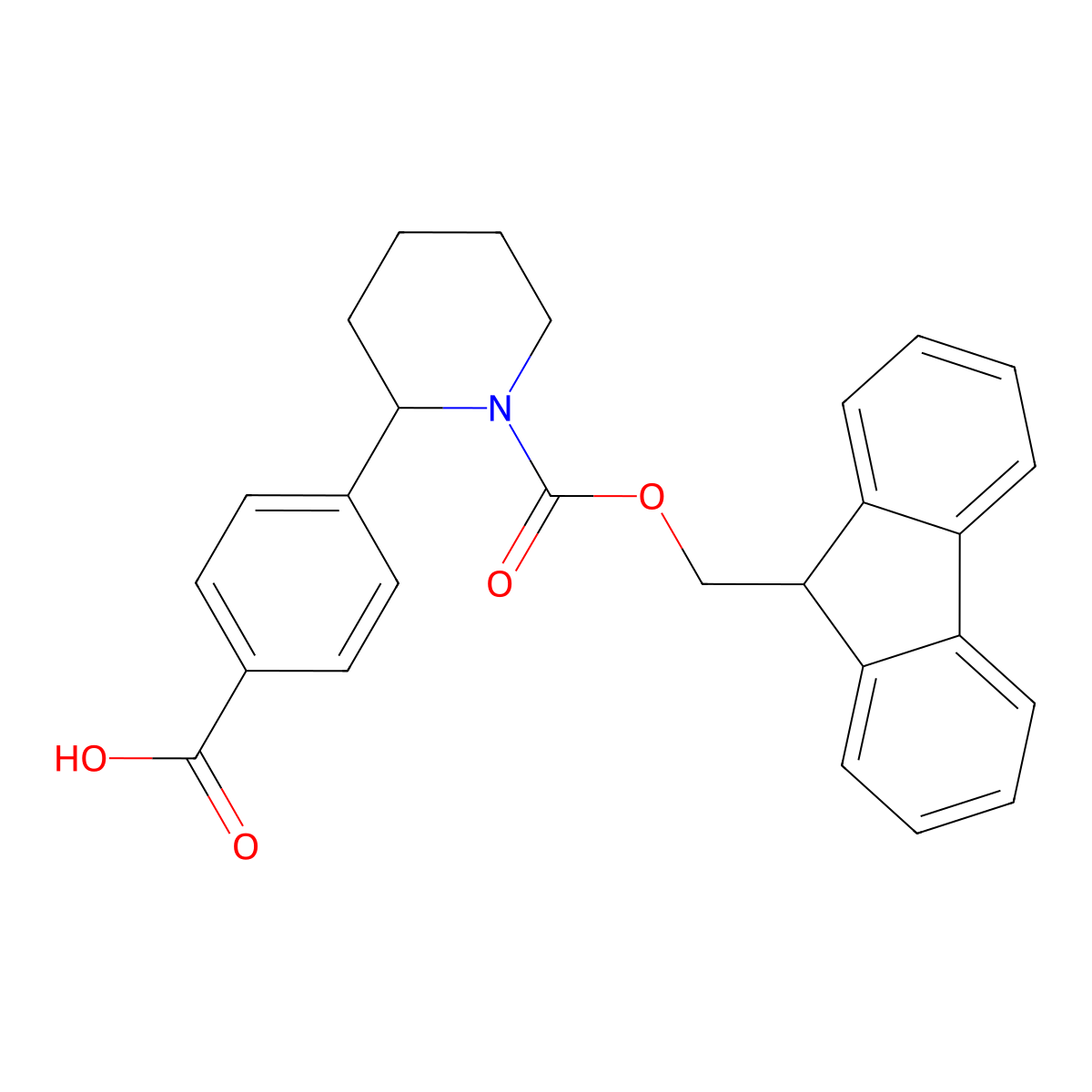 (S)-4-(1-(((9H-fluoren-9-yl)methoxy)carbonyl)piperidin-2-yl)benzoic acid molecular structure, CAS 2453297-22-6
