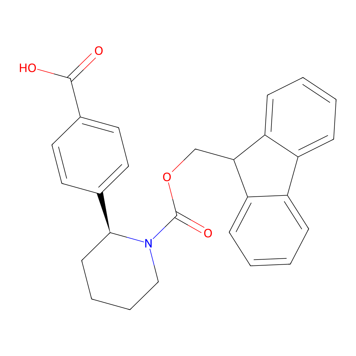 (S)-4-(1-(((9H-fluoren-9-yl)methoxy)carbonyl)piperidin-2-yl)benzoic acid molecular structure, CAS 2453297-22-6