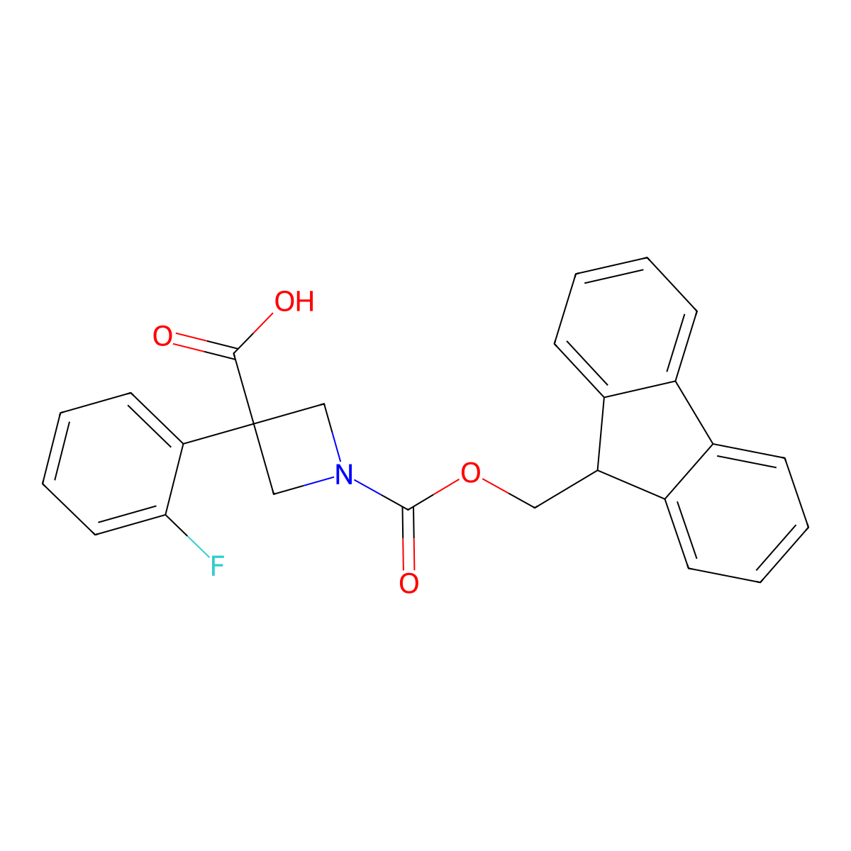 1-(((9H-fluoren-9-yl)methoxy)carbonyl)-3-(2-fluorophenyl)azetidine-3-carboxylic acid molecular structure, CAS 2453323-18-5