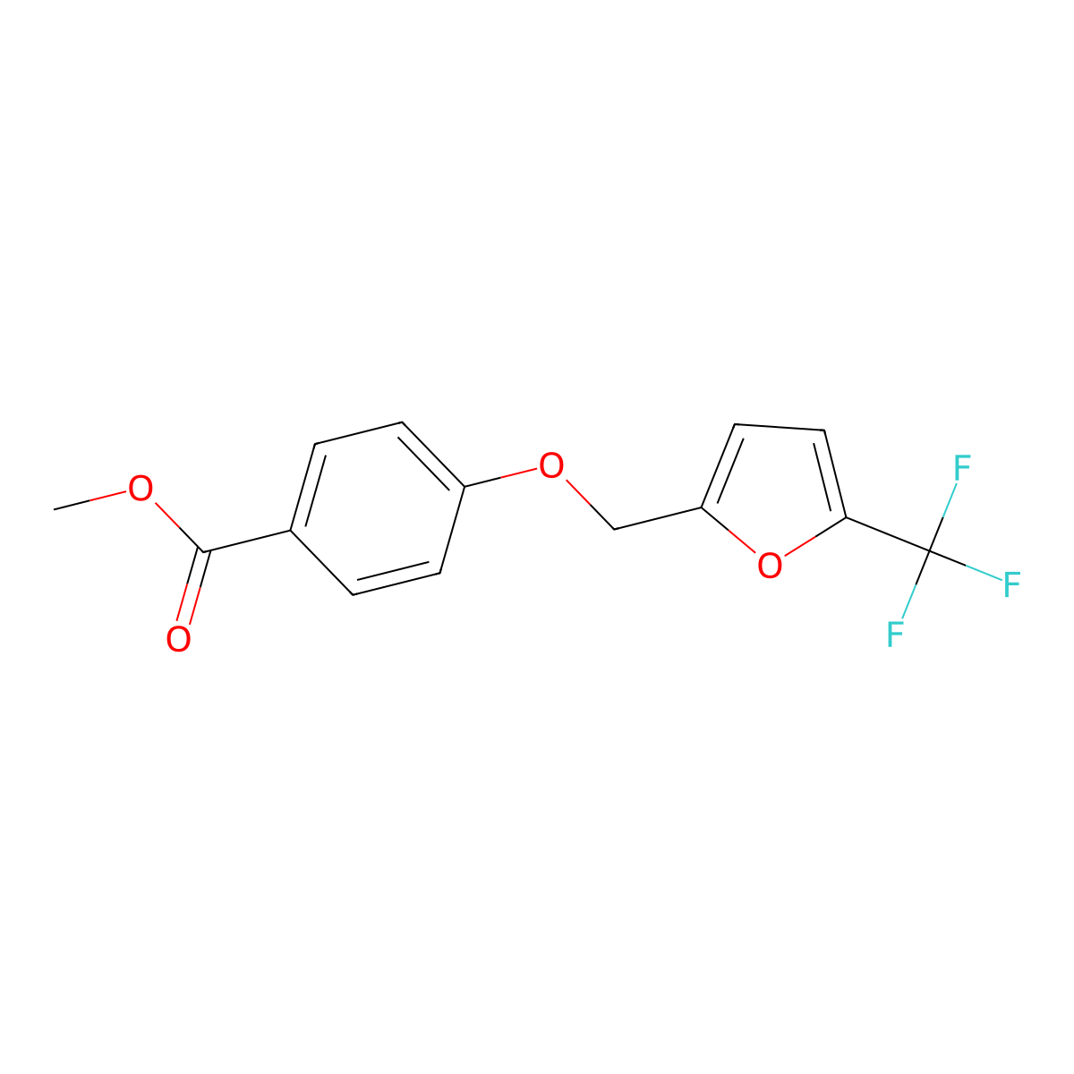 Methyl 4-{[5-(trifluoromethyl)furan-2-yl]methoxy}benzoate molecular structure, CAS 2453323-46-9
