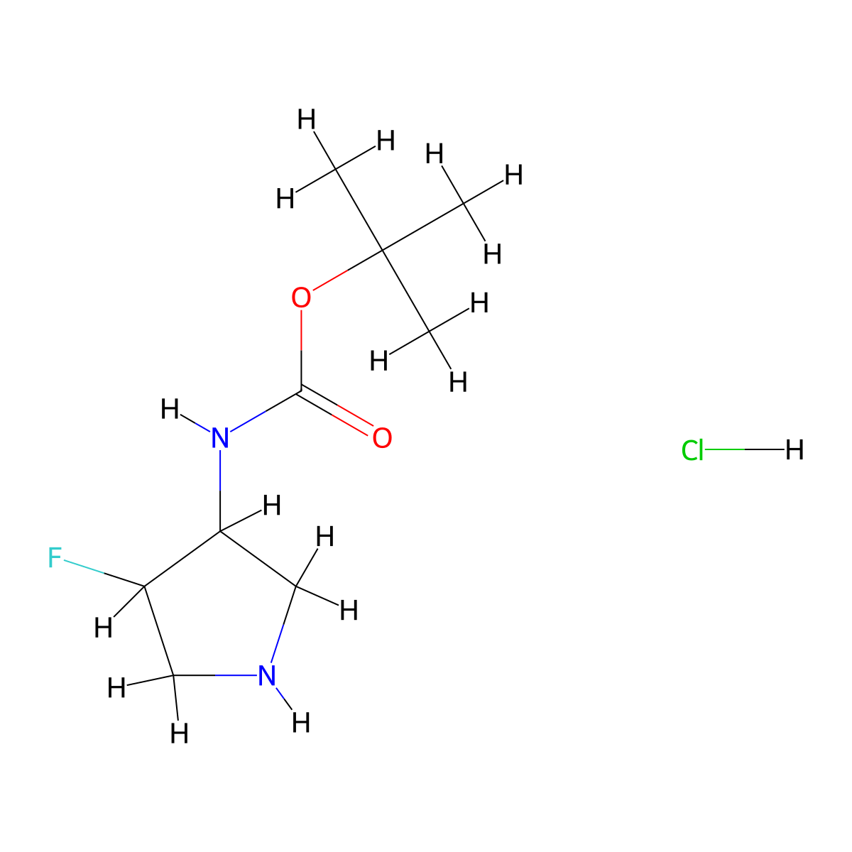 tert-Butyl (4-fluoropyrrolidin-3-yl)carbamate hydrochloride molecular structure, CAS 2453324-03-1