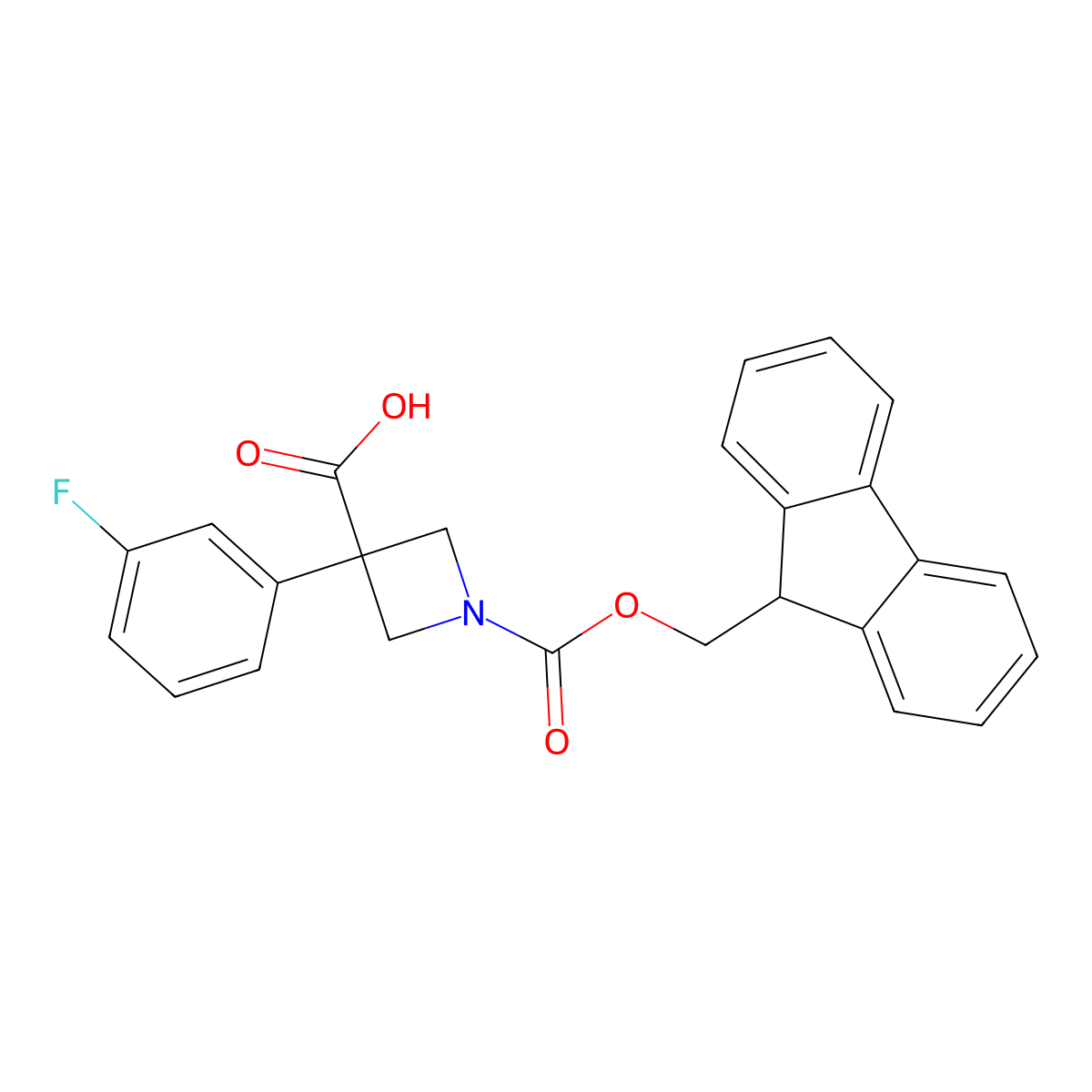 1-(((9H-fluoren-9-yl)methoxy)carbonyl)-3-(3-fluorophenyl)azetidine-3-carboxylic acid molecular structure, CAS 2453324-54-2