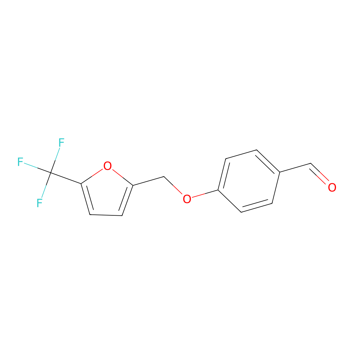 4-((5-(Trifluoromethyl)furan-2-yl)methoxy)benzaldehyde molecular structure, CAS 2453324-58-6