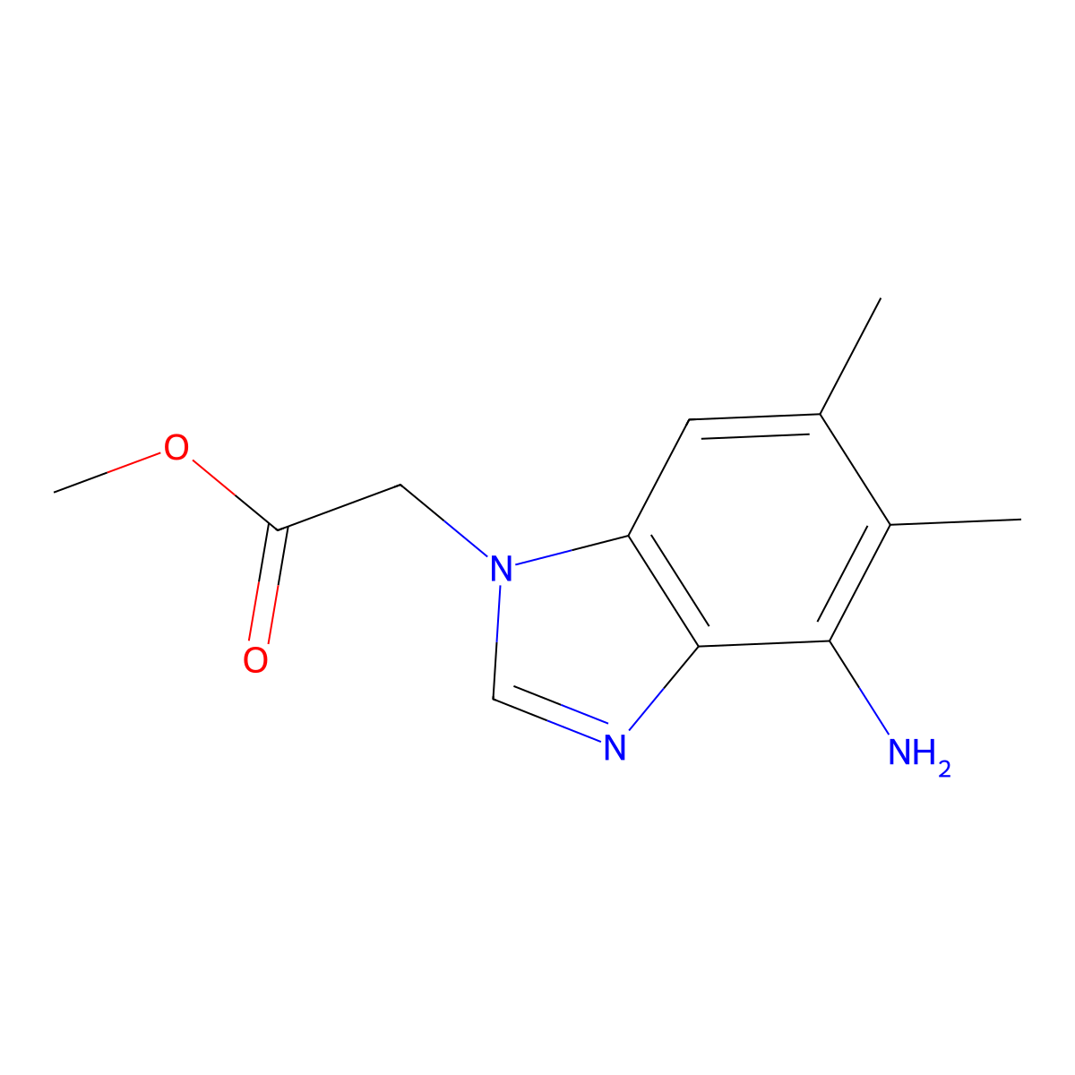 Methyl 2-(4-amino-5,6-dimethyl-1H-1,3-benzodiazol-1-yl)acetate molecular structure, CAS 2453324-70-2