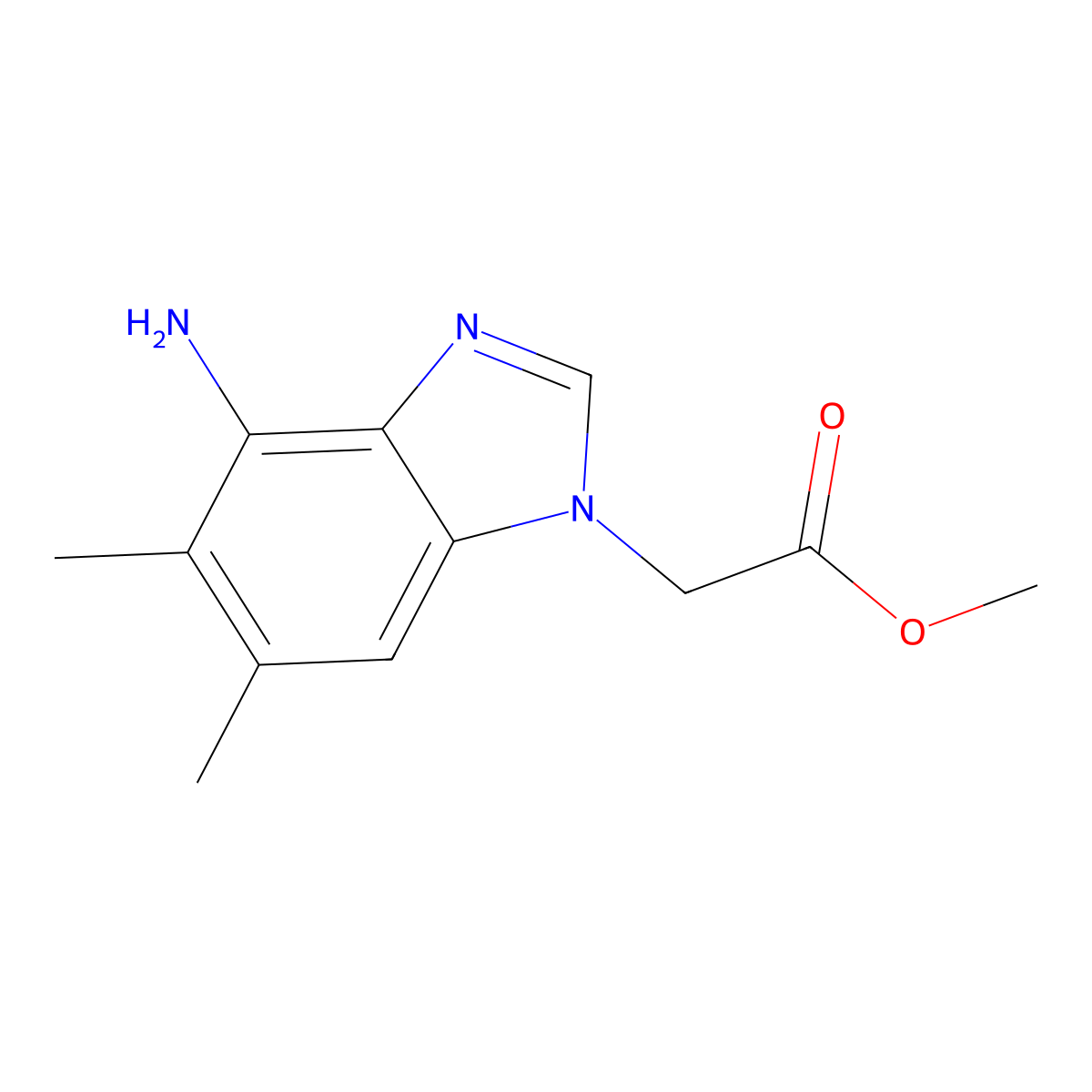 Methyl 2-(4-amino-5,6-dimethyl-1H-1,3-benzodiazol-1-yl)acetate molecular structure, CAS 2453324-70-2