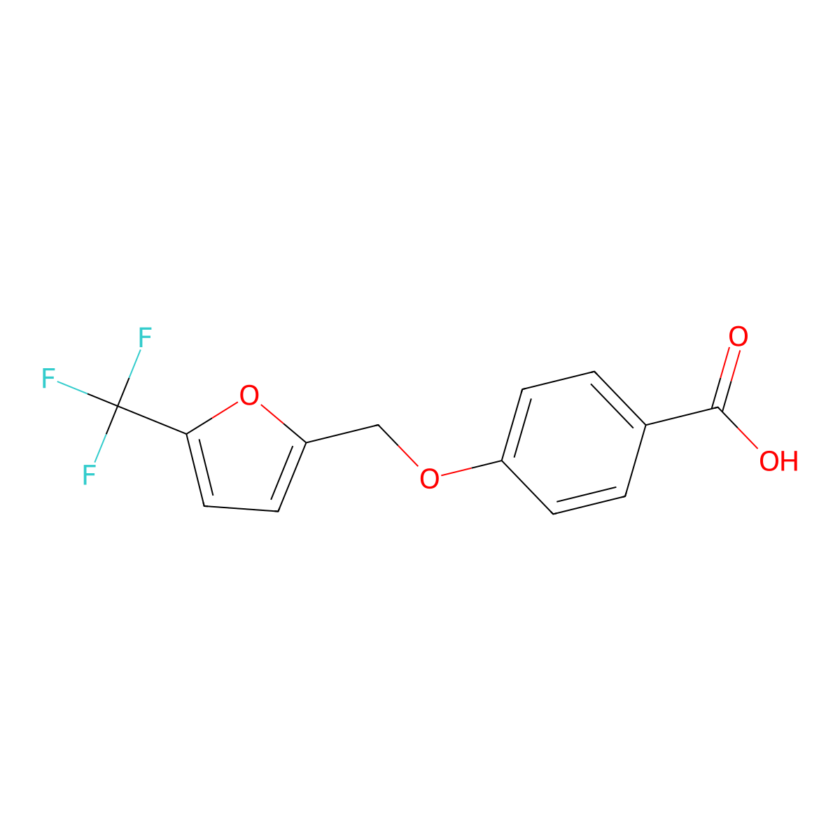 4-{[5-(Trifluoromethyl)furan-2-yl]methoxy}benzoic acid molecular structure, CAS 2453324-80-4
