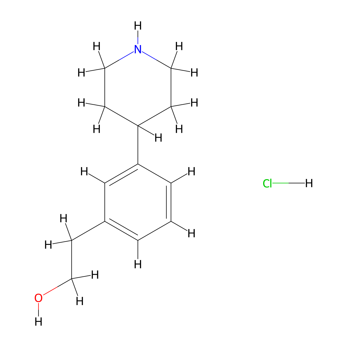 2-(3-(Piperidin-4-yl)phenyl)ethan-1-ol hydrochloride molecular structure, CAS 2453324-82-6