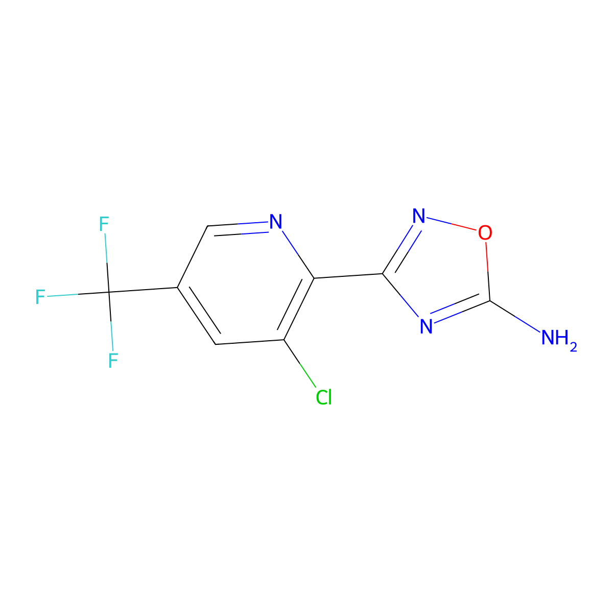 3-[3-Chloro-5-(trifluoromethyl)pyridin-2-yl]-1,2,4-oxadiazol-5-amine molecular structure, CAS 2453324-83-7
