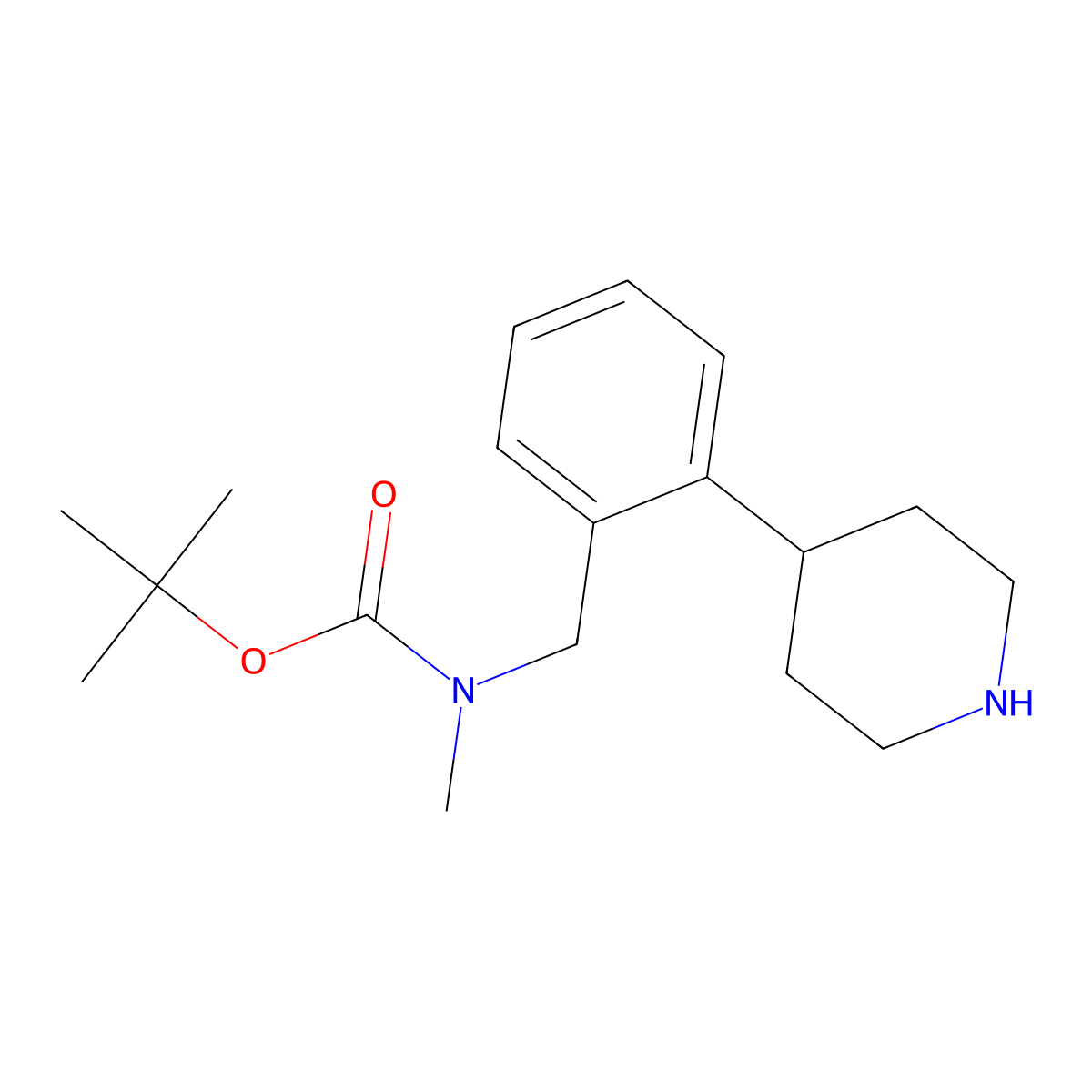 Tert-butyl methyl(2-(piperidin-4-yl)benzyl)carbamate molecular structure, CAS 2453325-08-9
