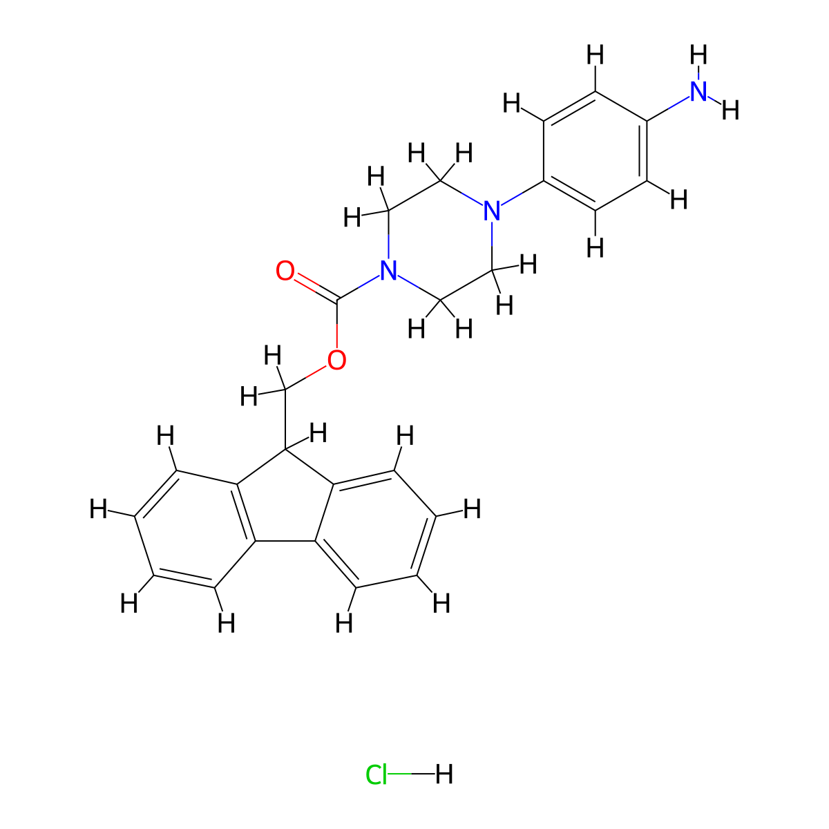 1-(4-Amino-phenyl)-4-Fmoc-piperazine hydrochloride molecular structure, CAS 2453325-09-0