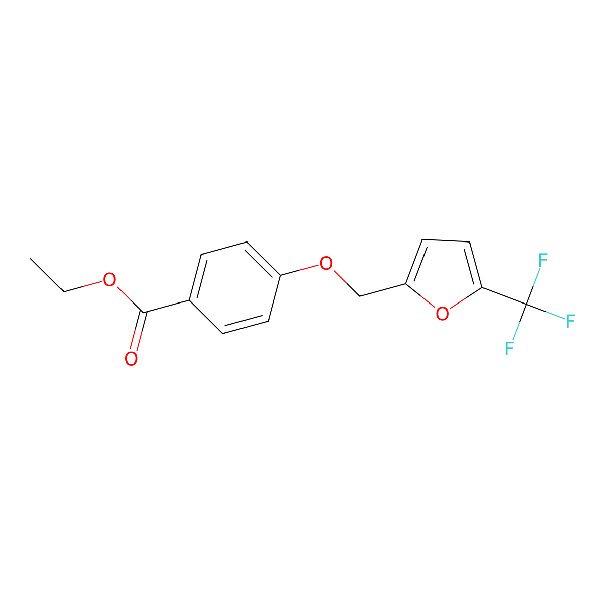 Ethyl 4-{[5-(trifluoromethyl)furan-2-yl]methoxy}benzoate molecular structure, CAS 2453325-29-4