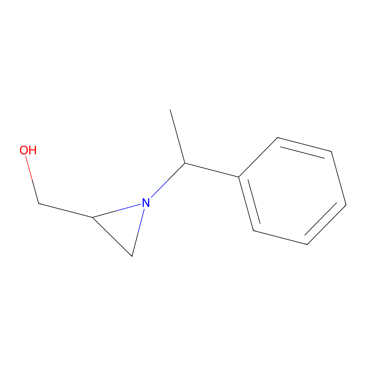 2-Aziridinemethanol, 1-[(1S)-1-phenylethyl]-, (2R)- molecular structure, CAS 245362-53-2