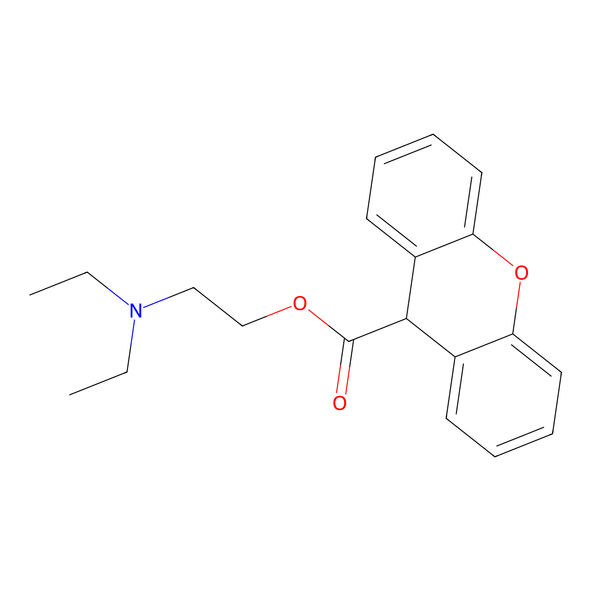 9-Xanthenecarboxylic acid 2-diethylaminoethyl ester molecular structure, CAS 24539-72-8