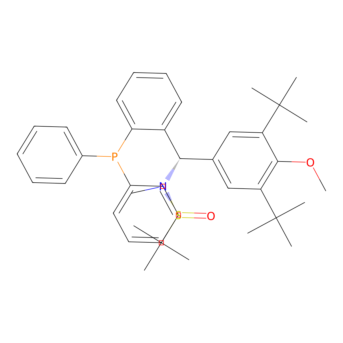 (R)-N-((S)-(3,5-Di-tert-butyl-4-methoxyphenyl)(2-(diphenylphosphanyl)phenyl)methyl)-N,2-dimethylpropane-2-sulfinamide molecular structure, CAS 2454167-25-8